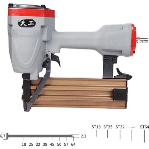 ST64 Pneumatic Nail Gun Home Air Stapler Pneumatic Steel Nail Gun Concrete Nail Gun PVC Wiring Duct Nailer Nail Length 18-64MM