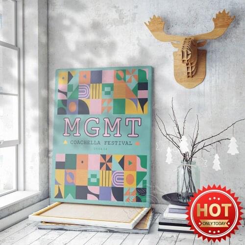 America Pop Rock Band Mgmt Art Poster, Coachella Festival Vintage Art Prints, Retro Geometry Picture Decor Painting, Home Decor