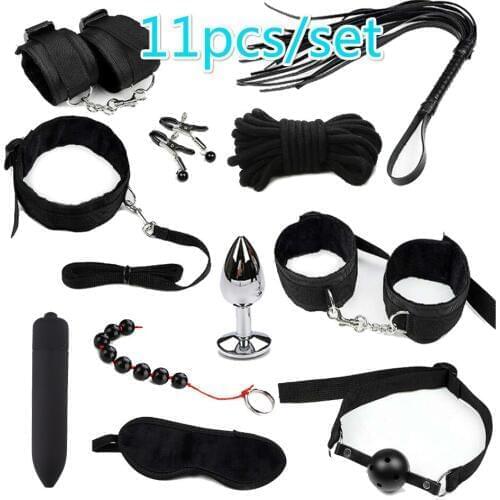 Sex Toys for Couples Exotic Accessories Nylon BDSM Sex Bondage Set Sexy Lingerie Handcuffs Whip Rope Anal Vibrator Sex Products