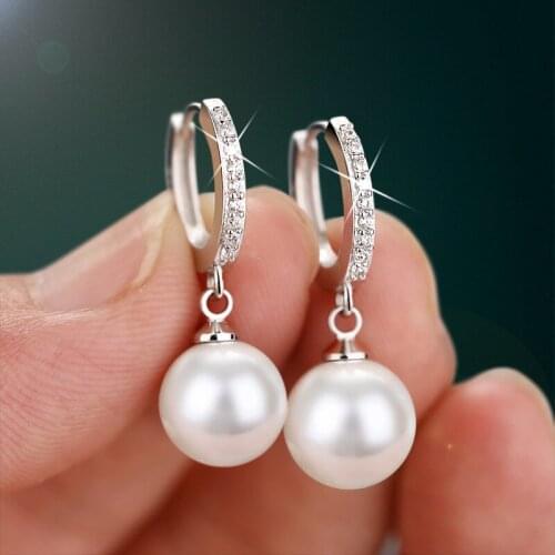 2021 Pearl Earrings Genuine Natural Freshwater Pearl fashion Sterling Silver Earrings Pearl Jewelry For Wemon Wedding Gift