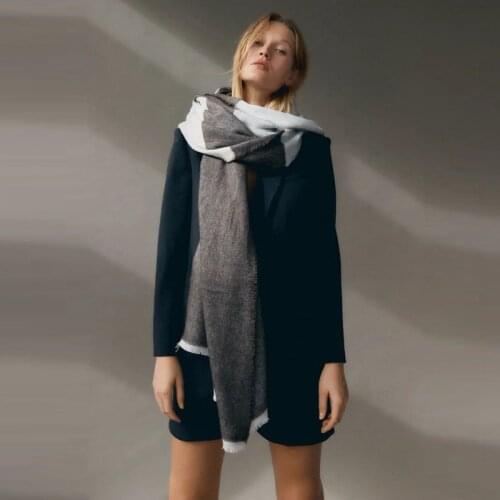 Winter Soft Cashmere Scarf Women Stripes Scarves Gray Shawls Wraps Thicken Warm Unisex Basic Blanket Tassel Pashmina Stoles