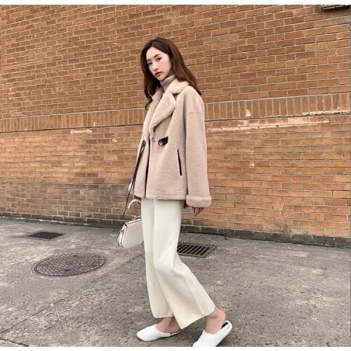 Sheep Shearling Fur 300% Wool Coat Autumn Winter Jacket Women Clothes 2020 Lamb Fur Korean Jackets Chaqueta Mujer MY3555