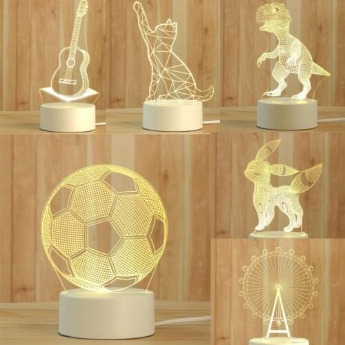 LED Night Light 3D Illuminated Lamp Kids Bedroom Nightlight USB Desk Night Light Creative Bedside Lights Christmas Gift