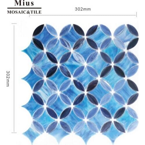 Tiffany blue glass mosaic tiles wall mosaic