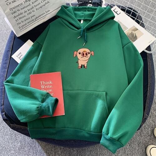 Winter Autumn Warm Hoodie Women Loose Oversize Hooded Sweatshirt Harajuku Pig Printed Casual Funny Hoodies Pullover Female