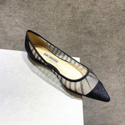 2021 summer new style fashion women pumps black lace mesh strass point toe Cinderella bride wedding shoes