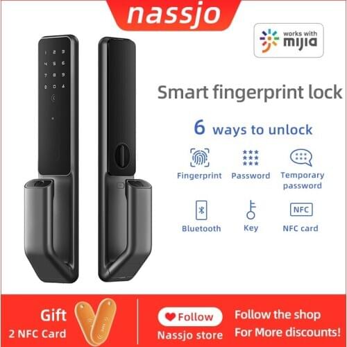 Nassjo Smart Fingerprint Door Lock Intelligent Electric Digital Lock For Xiaomi Mijia APP WIFI Bluetooth Password Key NFC Card