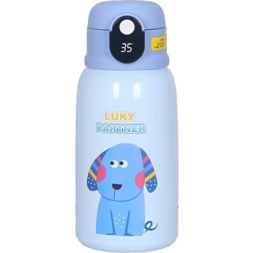 Smart temperature 316 stainless steel vacuum flask with cup sleeve cartoon childrens pot large capacity student straw cup