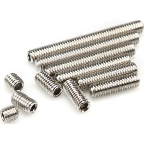 20pcs M6 304 Stainless Steel Metric Thread Grub Screws Flat Point Hexagon Socket Set Screws Headless