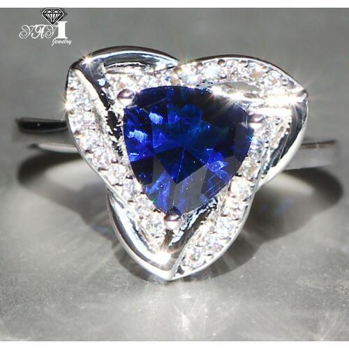 YaYI Jewelry Fashion Princess Cut 3.9 CT Blue Zircon Silver Color Engagement Rings wedding Rings Party Rings 629