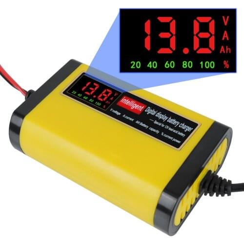2A 12V Car Motocycle Battery Charger Full Automatic 3 Stages Lead Acid AGM GEL Battery-chargers Intelligent LCD Display Charging