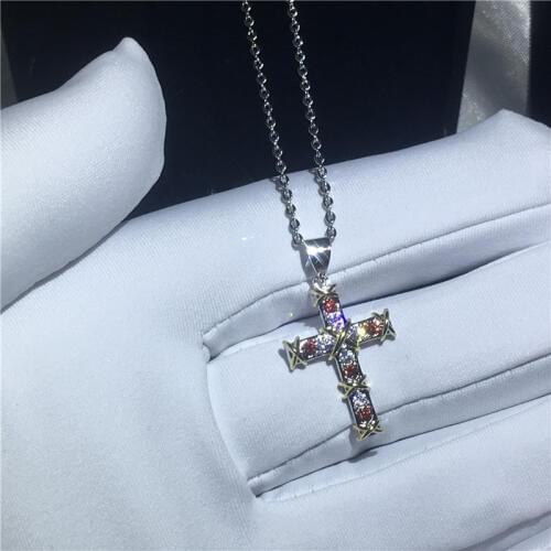 Charm Cross pendant With necklace 925 Sterling silver Bijoux AAAAA zircon Cz Engagement wedding Pendants for women jewelry