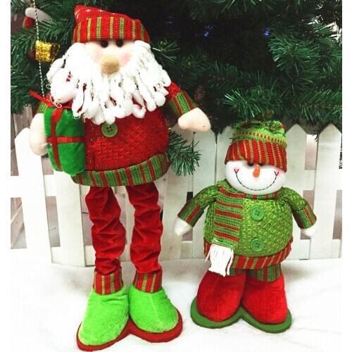 1Pair Fashion Heaven Christmas Snowman Doll Santa Claus Doll Christmas Ornaments Retractable