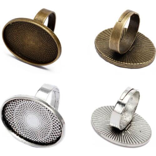 10pcs Cabochon 18x25mm Adjustable Ring Bases Blanks Cabochon Base Rings Settings Bezel DIY Rings Jewelry Making Findings B