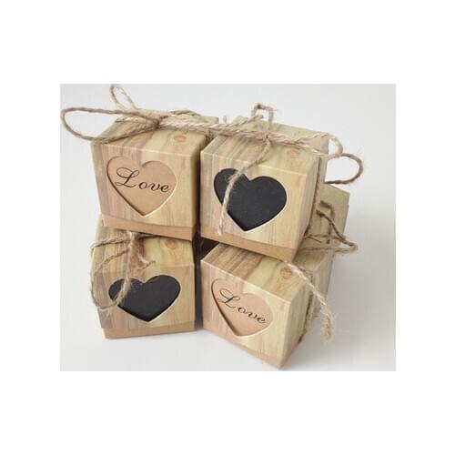 10Pcs Wedding Candy Box Gifts Bag Supplies Heart Shape Kraft Gift Baby Shower Box With Burlap Wedding Favors Valentines Day