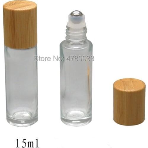 20pcs 15ml Empty Clear Glass Essential oil Roll On Bottle Vials with stainless steel metal roller ball for perfume aromatherapy