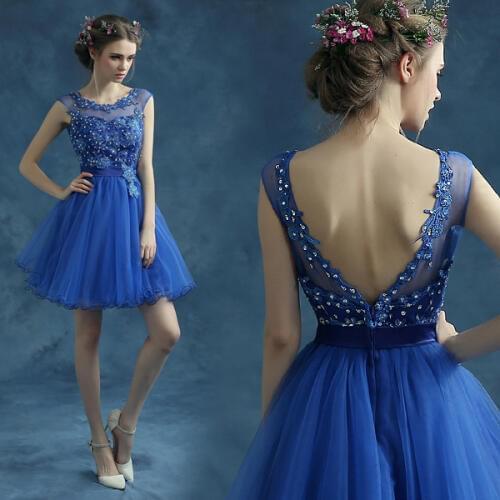 2015 women sexy homecoming dresses blue scoop backless empire chiffon short homecoming dress plus size,3266,ty,hd