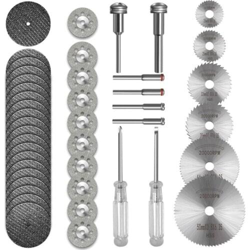 36Pcs Cutting Wheel Set for Rotary Tool, HSS Circular Saw Blades 6Pcs, Resin Cutting Discs 20Pcs Diamond Cutting Wheels 10Psc wi