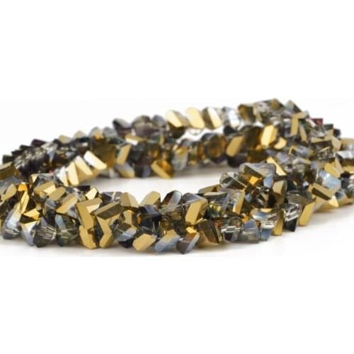 6mm150pcs semi-steel translucent golden Czech crystal beads triangle glass beads for DIY jewelry making earring necklace