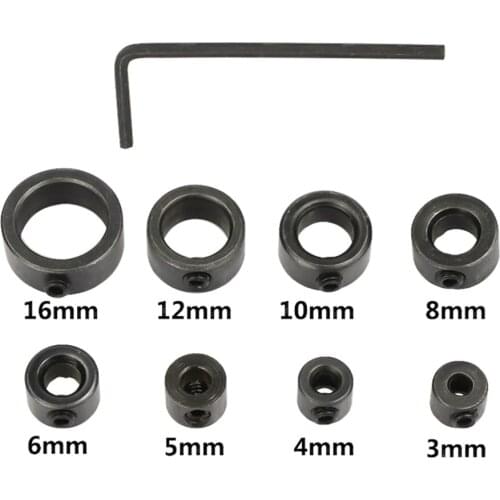 8pcs 3-16mm Drill Bit Depth Stop Collars Positioner Drill Locator Fixed Ring Woodworking