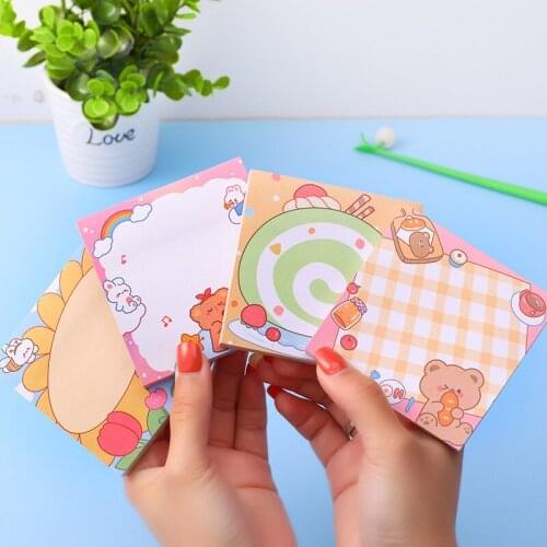 80 sheets Kawaii Sticky Notes Notepad Memo Pad Sketchbook Sticker Scrapbooking Bookmark Cute Stationery For School Diary 02251