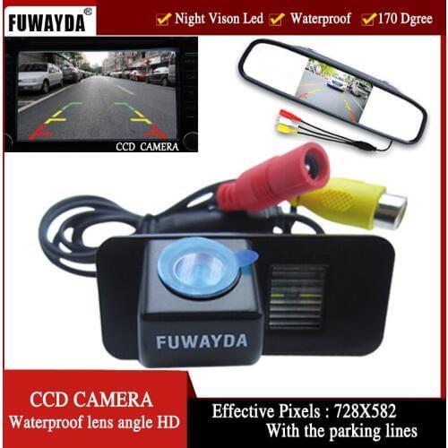 FUWAYDA CCD Car Rear View Camera for FORD MONDEO/FIESTA/FOCUS HATCHBACK/S-Max/KUGA,with 4.3 Inch Rear view Mirror Monitor