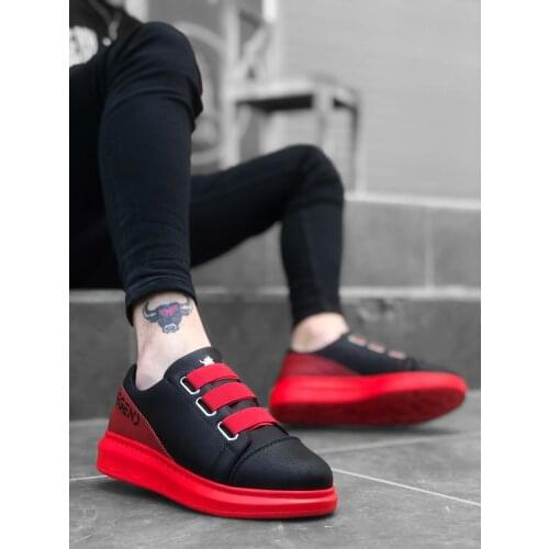 BA0029 3 Tape Legend Black Red High Bottom Casual Shoes