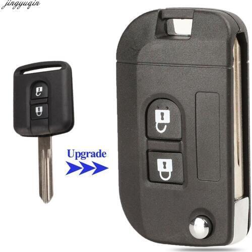 Jingyuqin Remote Flip Folding Car Key Case Shell Upgrade For Nissan Qashqai primera Micra Navara Almera Note Sunny 2 Buttons