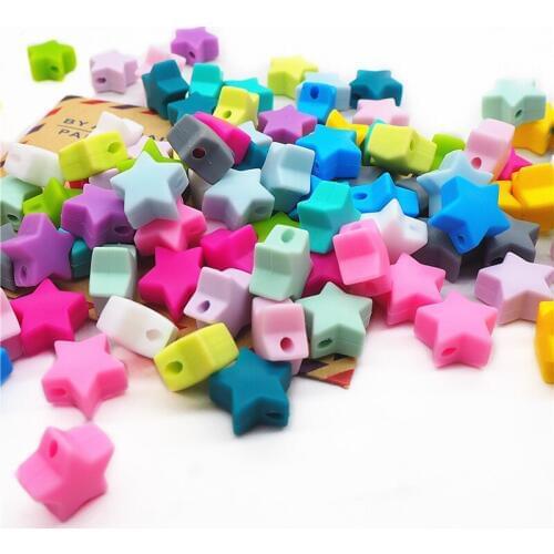 Chengkai 100pcs 15mm Silicone Star Teether Beads DIY Baby Dummy Pacifier Nursing Teething Chewing Jewelry Toy Making Beads