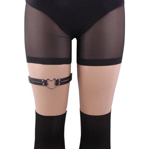 Women Sexy Leg Belt Body Chain Body Jewelry Heart Leg Belt Anti-slip 2 Layers Heart Leg Garter Punk Thigh Garter Thigh Belt