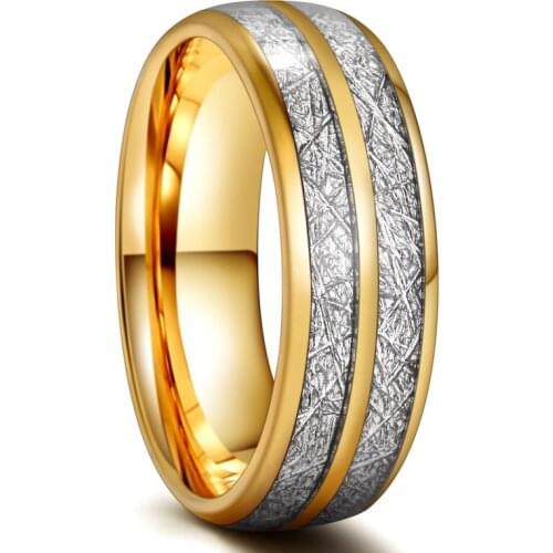 EAMTI 8mm Stainless Steel Ring Couple Double Gilt Silver Dark Pattern Engagement Ring for Comfortable Fit