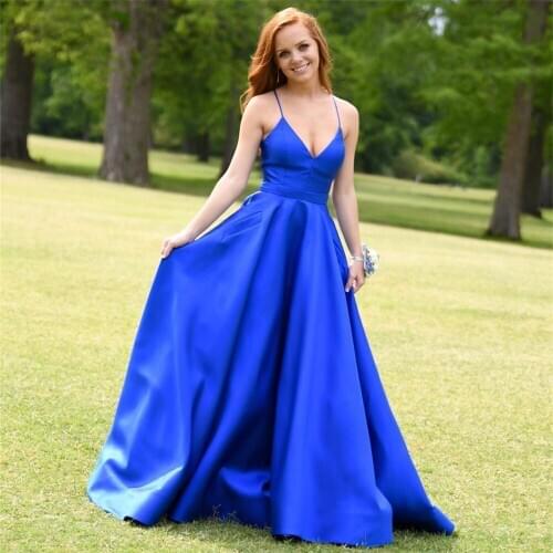 Elegant Straps Evening Dresses Satin Sleeveless Long Formal Prom Party Gowns Robe De Soiree