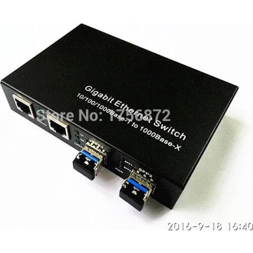 1 piece 2F2E Gigabit ethernet switch 10/100/1000 Base-T to 1000 Base-X 2 fiber ports 2x 1000m RJ45 sfp ethernet fiber switch LC