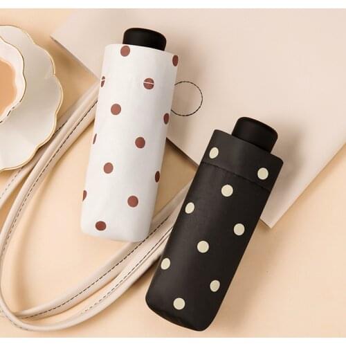 Small Folding Umbrella Fashion dot Anti-UV Waterproof Mini Pocket Parasol Women Five-fold Umbrellas Cute Gift