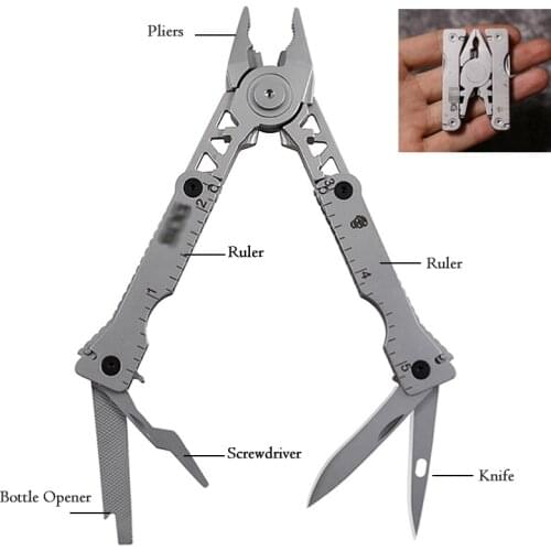 Multi-Tool Mini Keychain Pliers Fold Knife Screwdriver EDC Outdoor Campimng Survival Tools Portable Multitools 10 in 1 Utility
