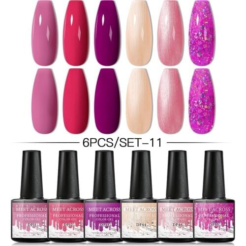 Nail Gel Polish Set 2/6PCS Nail Kit Set Glitter Holographics Soak Off UV Gel Nail Varnish Kit For Nail Art Gel Kit Set