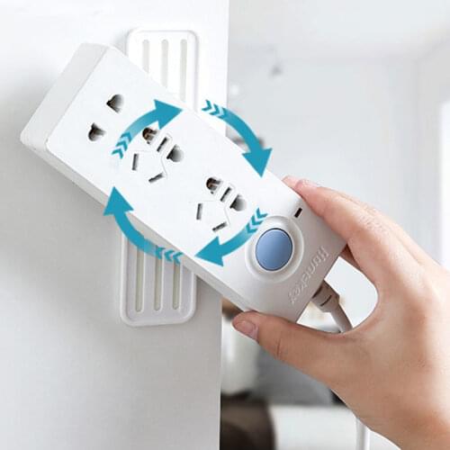 Socket Holder Storage Hook Plug Fixing Device Self-Adhesive Power Strip Holder Rotatable Cable Organize Home Wall Mounted Fixer