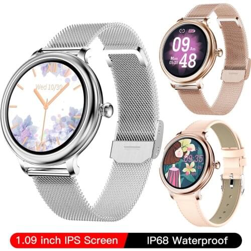 2021 New IPS Smart Watch Women Round Full Touch Clock Heart Rate Blood Pressure Fitness Tracker Smartwatch for Android IOS