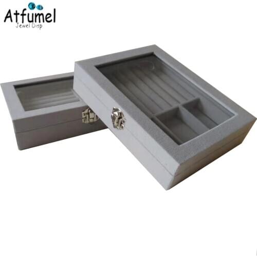 Glasses Lid Jewelr Ring Box Stacked Earrings Jewelry Holder Stud Pendant Organizer Case Ring Jewelry Storage Travel Locked Case