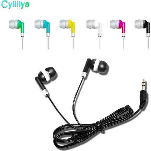 Wholesale Cheapest disposable earphones for bus or train or plane For school gift one time use black colorful color 100pcs/lot