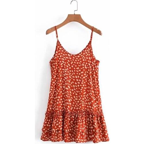 Europe and the United States wholesale 2021 spring speckled watermarker cotton sling dress DLQZ838