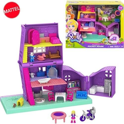 Original Polly Pocket Mini Polly Little Store Box Girls Car Toys World Mini Scene Toy Girl Gift Doll House Accessories Juguetes