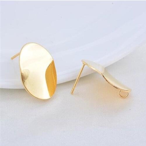 20pcs/lot new creative 18K real gold plated glossy oval charms connectors for diy earrings pendant jewelry making accessories
