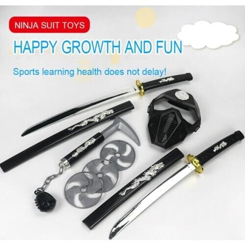 Plastic Toy Ninja Play Set Halloween Sword Sickle Hammer Darts Mask Set Childrens Sword Toy Toy Sword
