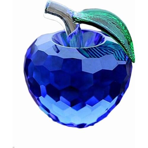 Gifts for wedding Best Gifts Blue Good Quartz for Home Decor 100mm Apple Crystal Glass Crafts Art&collection For Romantic