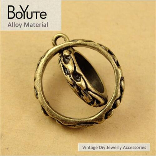 BoYuTe (40 Sets/Lot) 21*4MM Antique Bronze Plated Metal Alloy Ring Pendant Diy Charms for Jewelry Making Findings