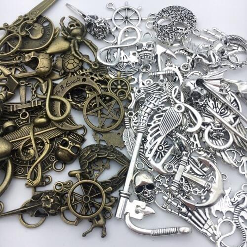40pcs random steampunk mechanical alloy charms for DIY necklace pendant keychain material handmade jewelry