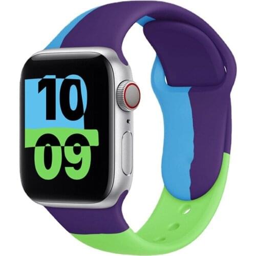 Slicone Strap For Apple Watch Band 44mm 40mm 38mm 42mm Rainbow Color Elastic Wrist Bracelet Belt for iWatch Series 3 4 5 SE 6