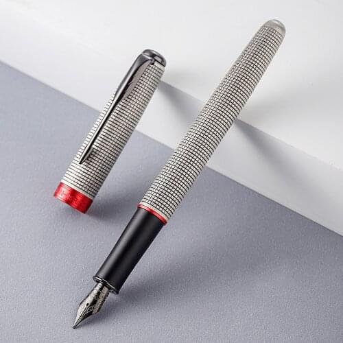 Luxury Jinhao 75 Fountain Pen Checkered Grab Ash Feather Arrow Tungsten Steel Black Nib Classic Ink Pen School Office Supplies