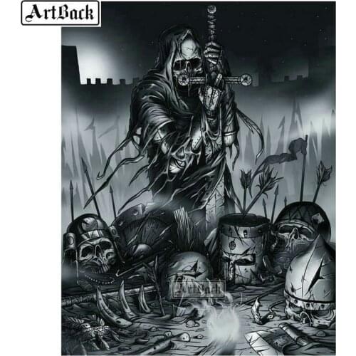 Needlework 5d diamond painting skull cross stitch full square / round death legion icon diamond mosaic canvas art landscape